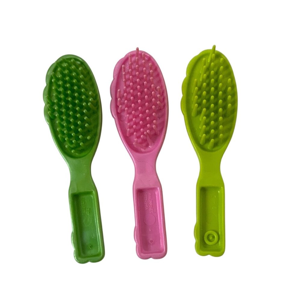 Vintage Barbie Doll Hairbrushes Set of 3 Green Pink Plastic 1980s